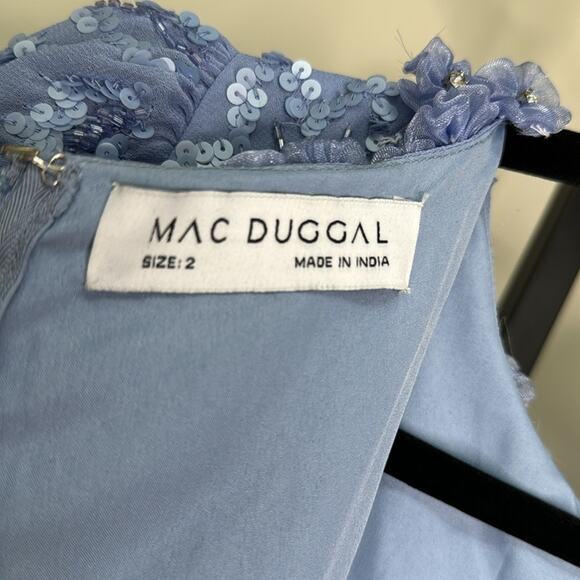 NWT MAC DUGGAL 93595 Periwinkle Floral Sequin Embellished High Neck Dress Womens - Picture 7 of 13